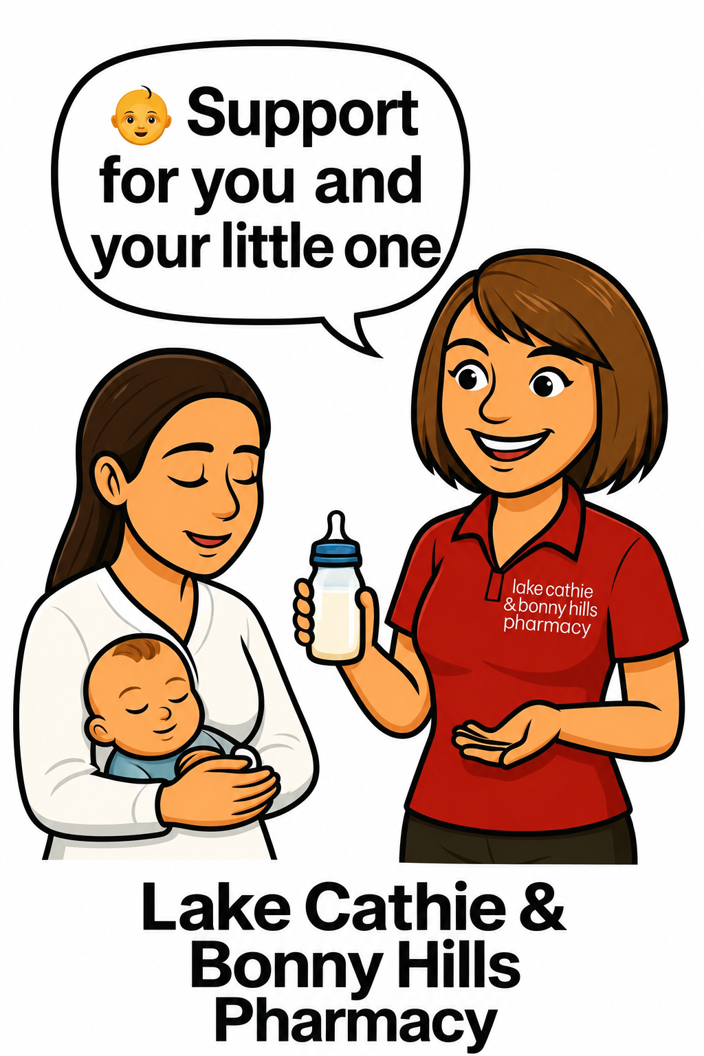 Branded pharmacy avatar supporting parents and babies