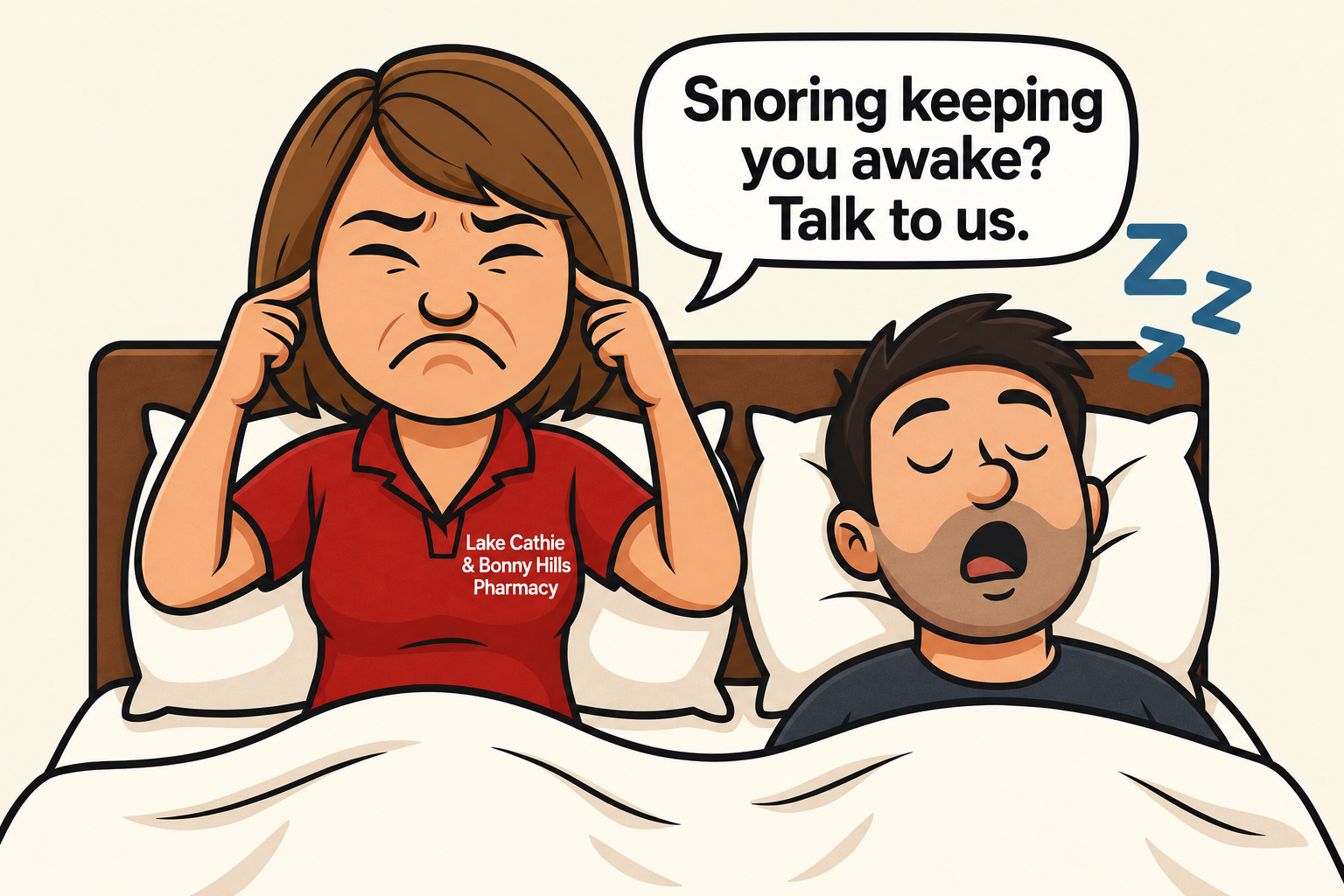 Pharmacy team discussing snoring and sleep apnoea