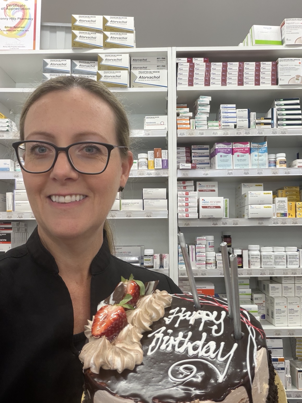 Celebrating with a chocolate birthday cake